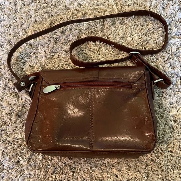 Ashwood Brown Leather Crossbody Bag Heavy Metal Hardware - Picture 9 of 10
